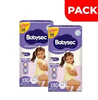 Dúo Pack Pañal Babysec Premium Super Mega Talla XXG - Bolsa 44 UN